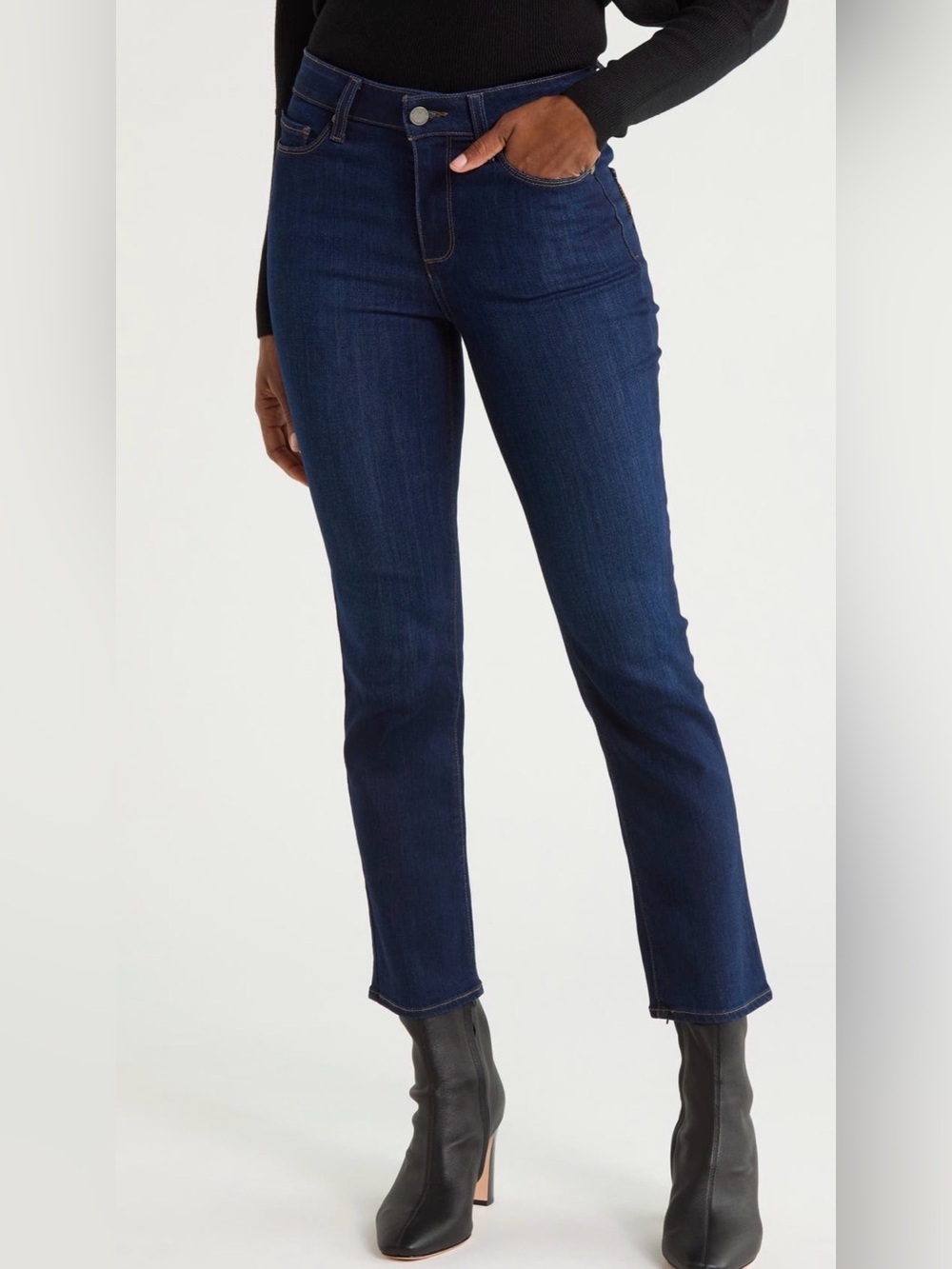 NWOT PAIGE Jacqueline Straight Dark Blue Jeans - Flaw